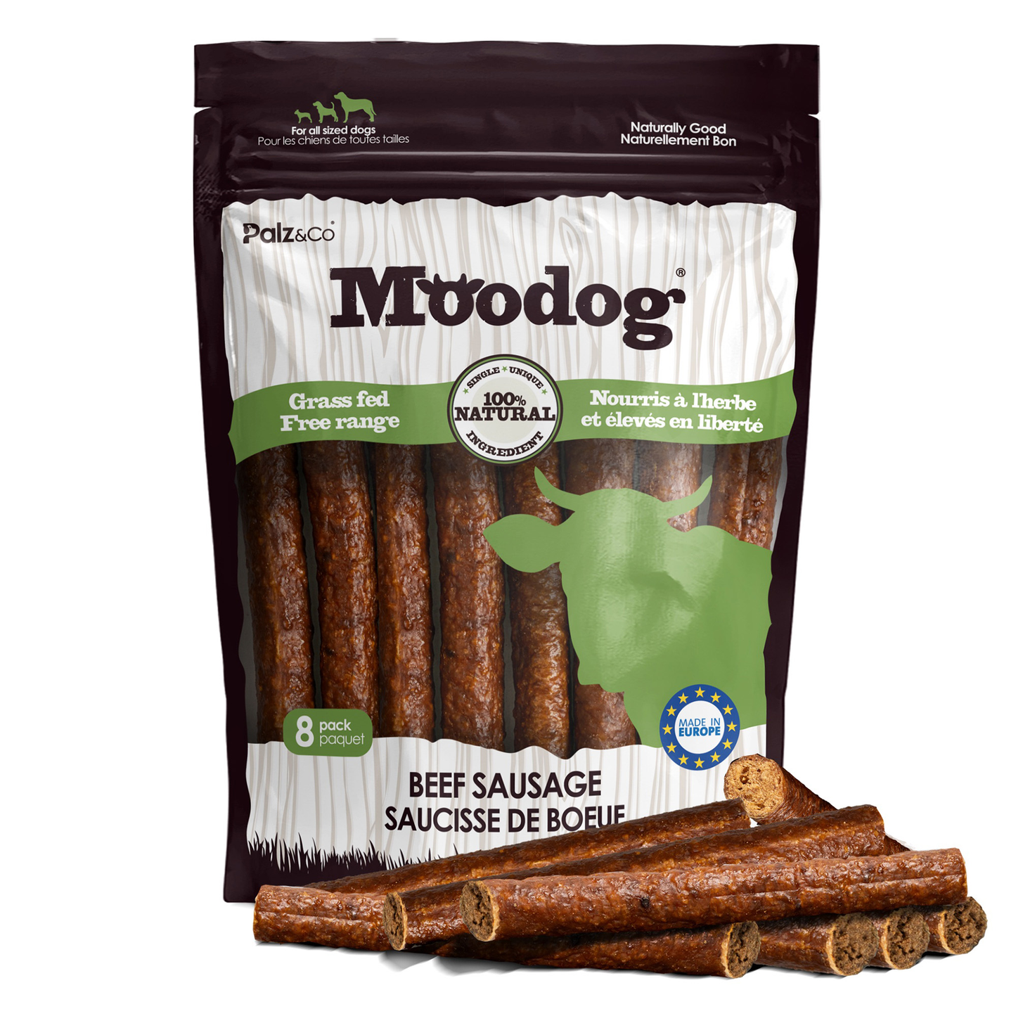 Palz & Co MooDog Beef Sausage 8 Pack