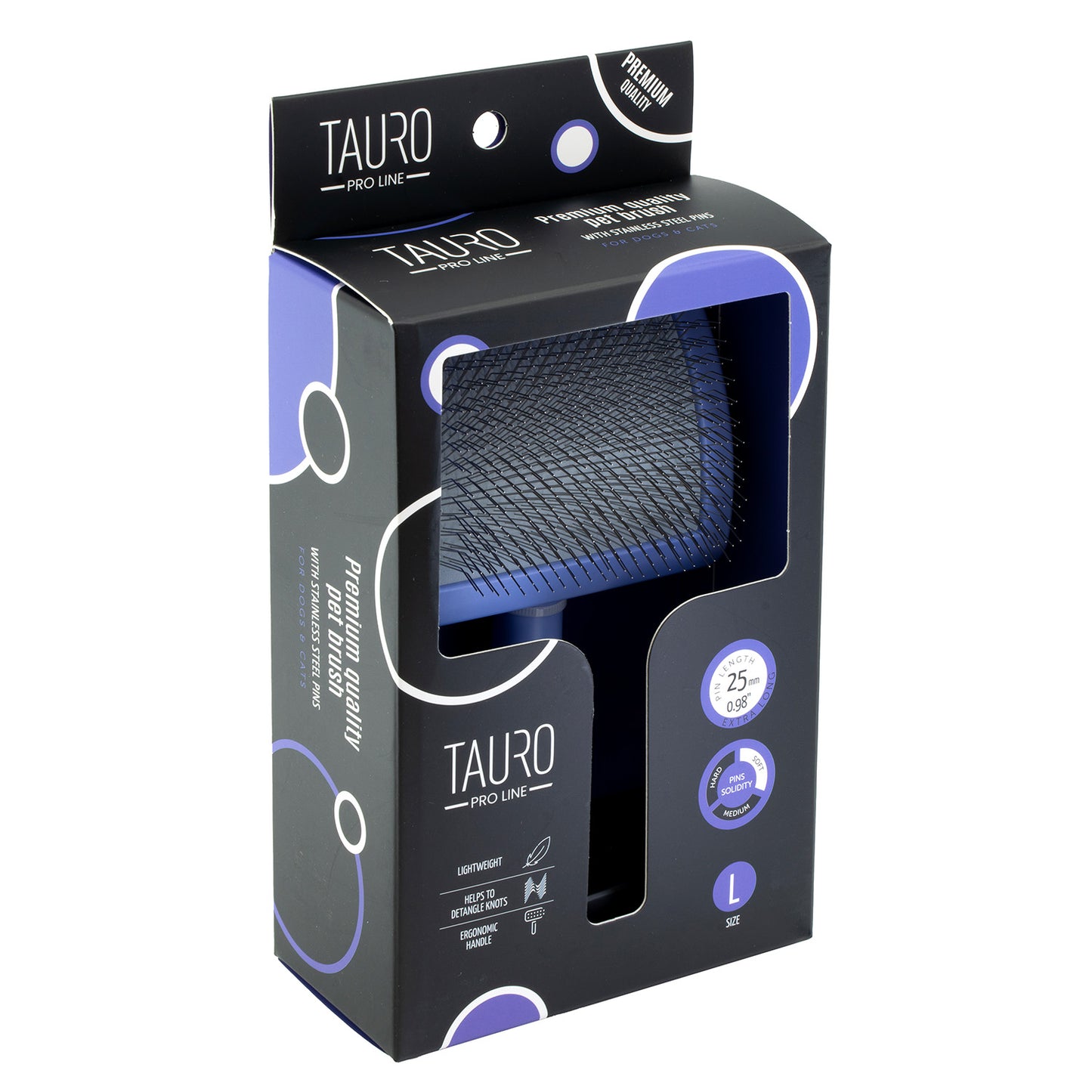 Tauro Pro Line Slicker Brush, plastic, 25 mm pins, large size 6.9" x 4.2" x 2.4"