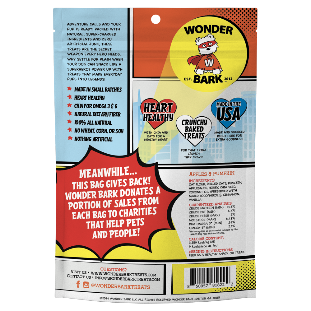 Wonder Bark Heros - Apples and Pumpkin All Natural Dog Treats