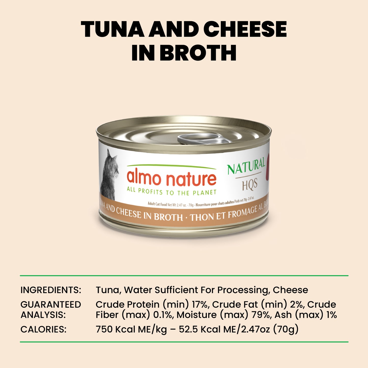 Almo Nature Natural HQS Tuna and Cheese in broth