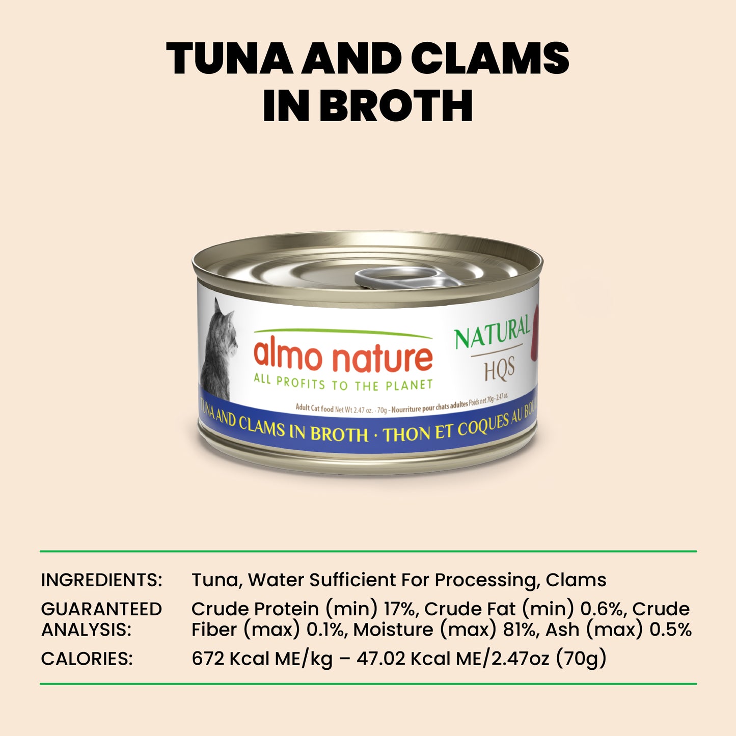 Almo Nature Natural HQS Tuna and Clams in broth