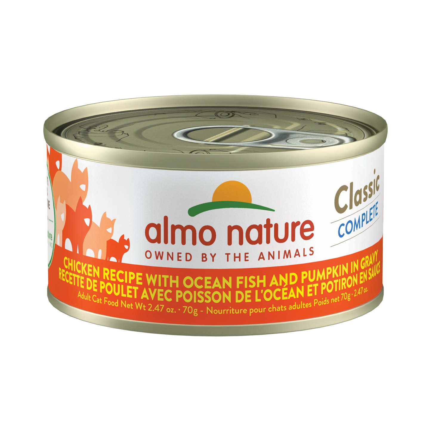 Almo Nature Classic Complete Chicken Recipe with Ocean Fish and Pumpkin in gravy