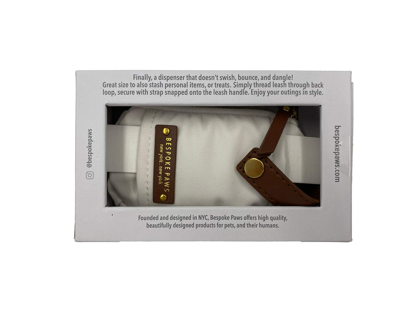 Bespoke Paws Dangle-free PAWSH POUCH Waste Bag Dispenser Ivory (Pack of 2)