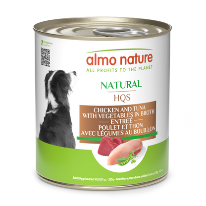 Almo Nature Natural HQS Chicken and Tuna Entree with Vegetables in broth