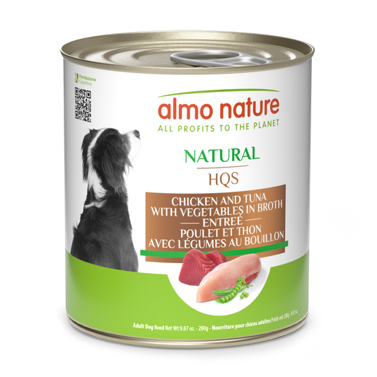 Almo Nature Natural HQS Chicken and Tuna Entree with Vegetables in broth