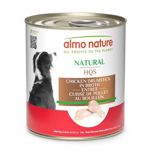 Almo Nature Natural HQS Chicken Drumstick Entree in broth