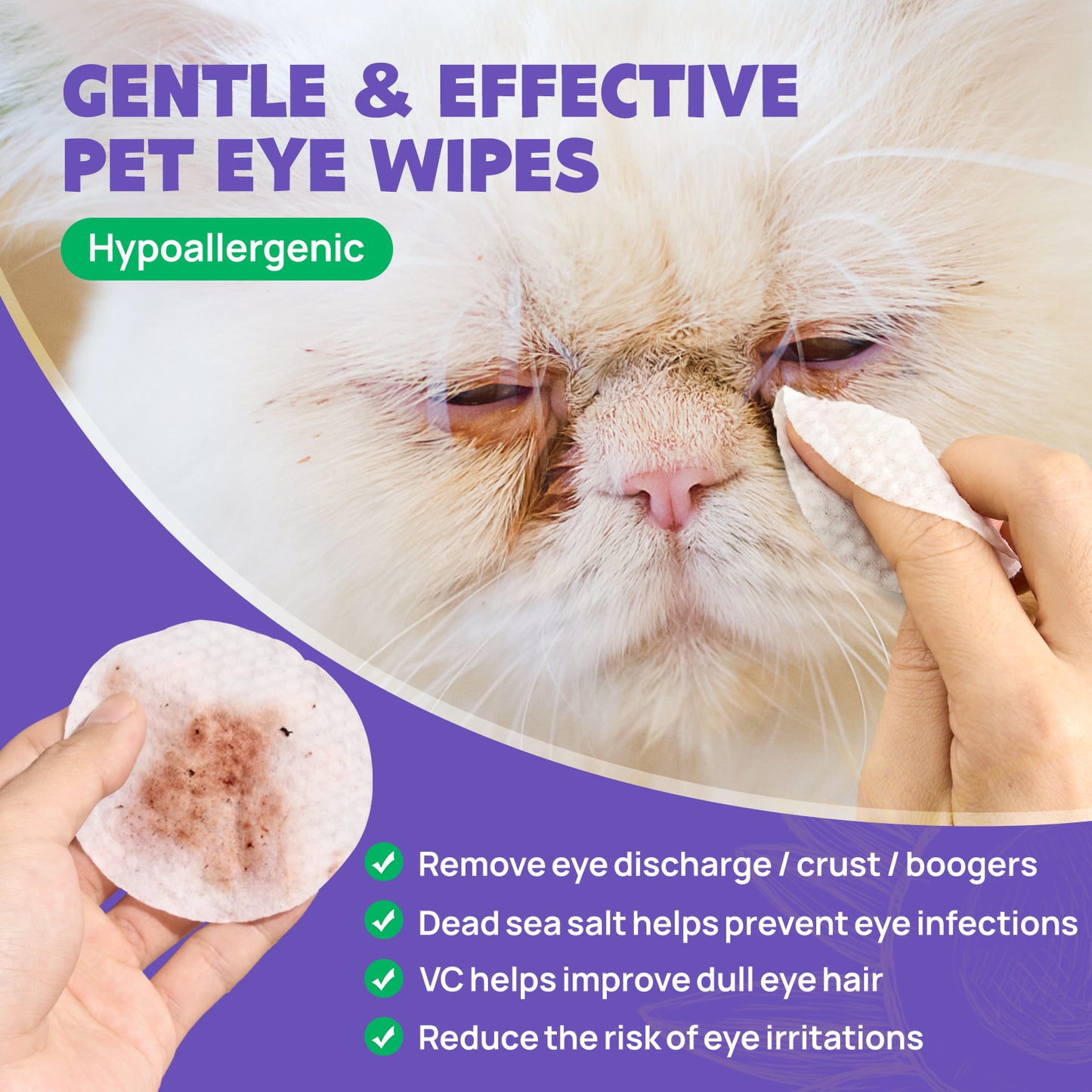 HICC Pet Hypoallergenic Eye Wipes 100pcs