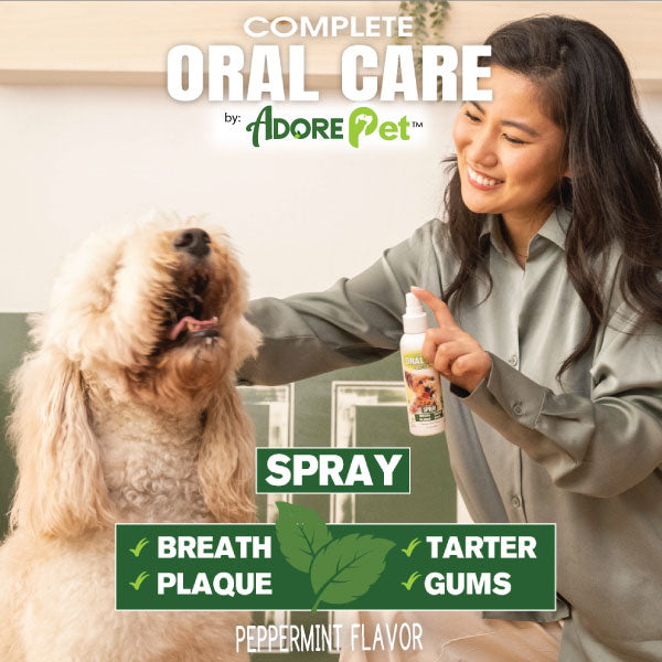Adore Pet Complete Oral Care Spray for Plaque, Tartar, Breath and Gums
