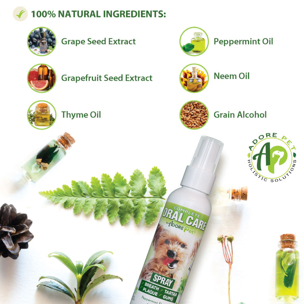 Adore Pet Complete Oral Care Spray for Plaque, Tartar, Breath and Gums