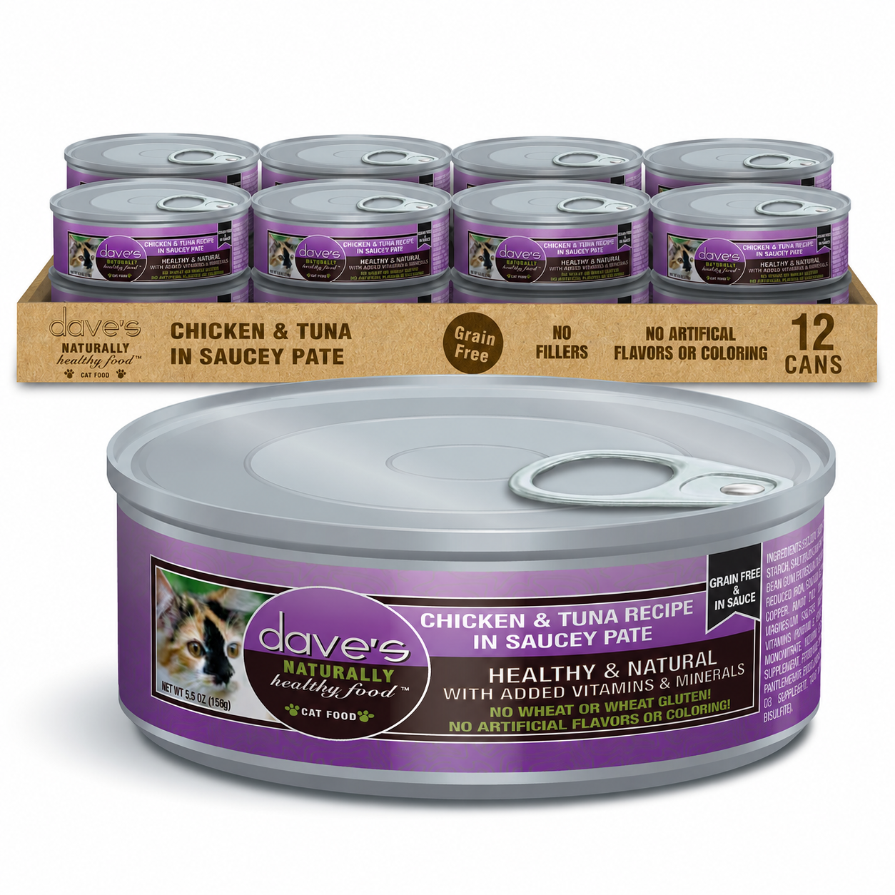 Dave's Chicken & Tuna Recipe in Saucey Pate (12-5.5oz)