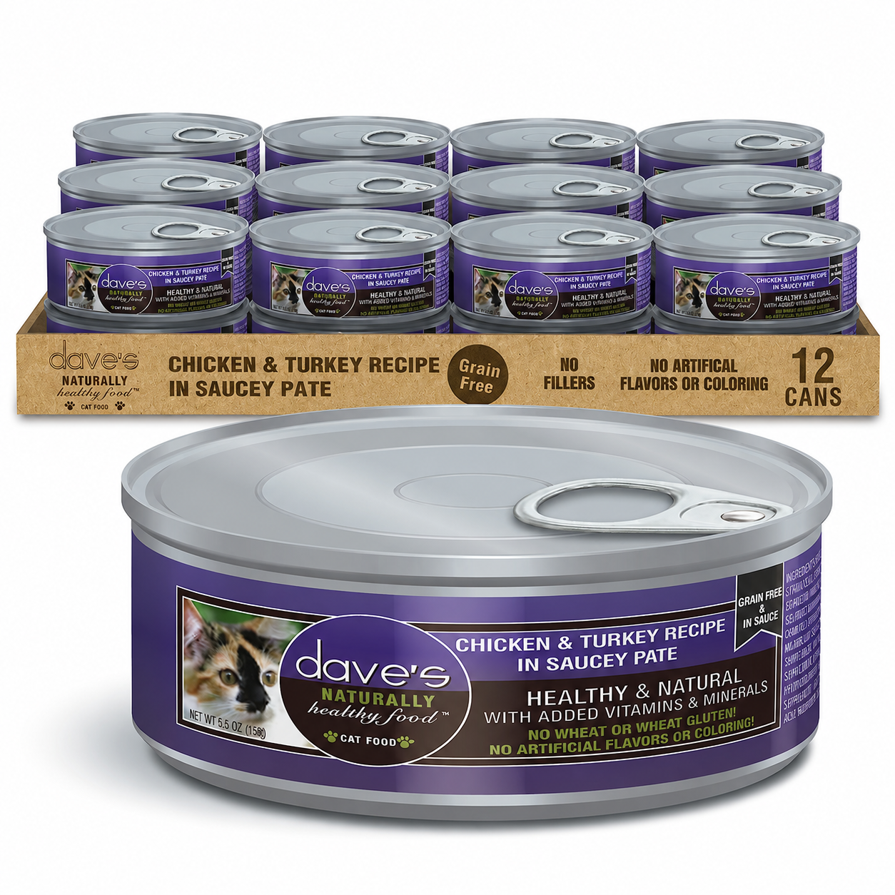 Dave's Chicken & Turkey Recipe in Saucey Pate (12-5.5oz)