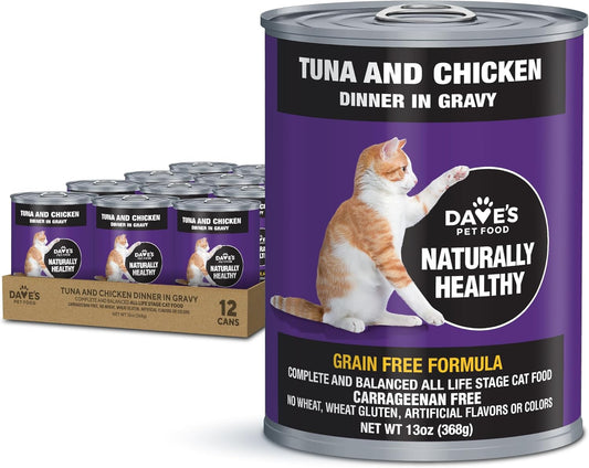Dave's Naturally Healthy Grain Free Tuna & Chicken Dinner in Gravy (12-13oz)