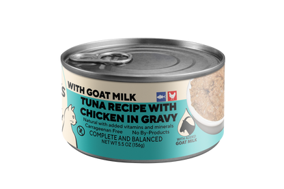 Dave's Naturally Healthy Tuna Recipe with Chicken in Gravy with Goat's Milk