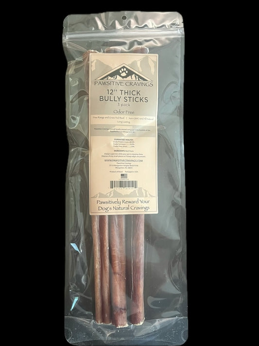 Pawsitive Cravings 12 inch Thick Bully (10-3pks / $14.76 per pack)