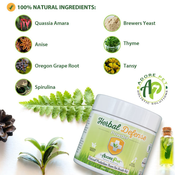 Adore Pet Herbal Defense Powder Natural Flea & Tick Oral Supplement for Dogs & Cats