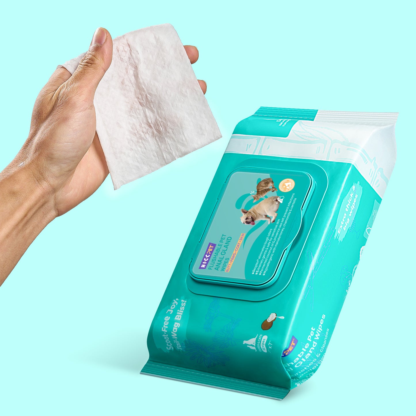 HICC Pet Sensitive Anal Gland Wipes Portables 20pcs - 6pk