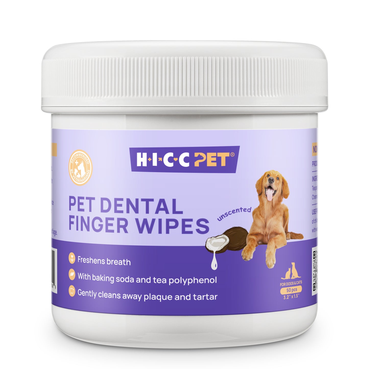 HICC Pet Dental Finger Wipes 50pcs - Unscented
