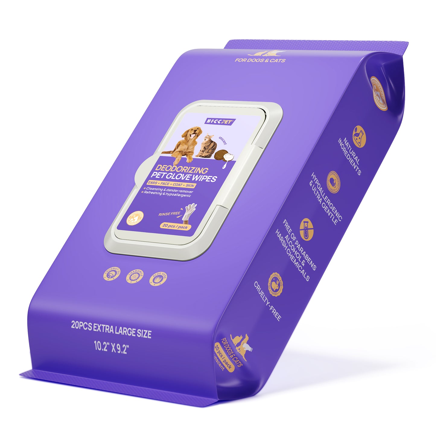 HICC Pet Deodorizing Glove Wipes 20pcs