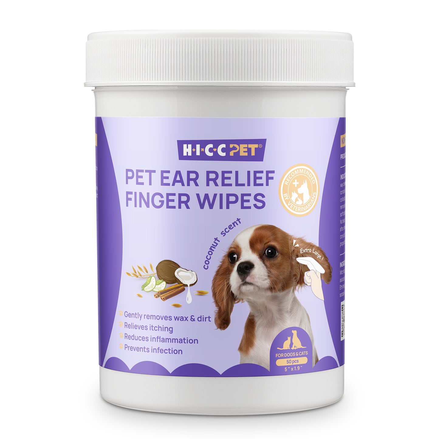 HICC Pet Relief Ear Finger Wipes 50pcs - Manuka Honey
