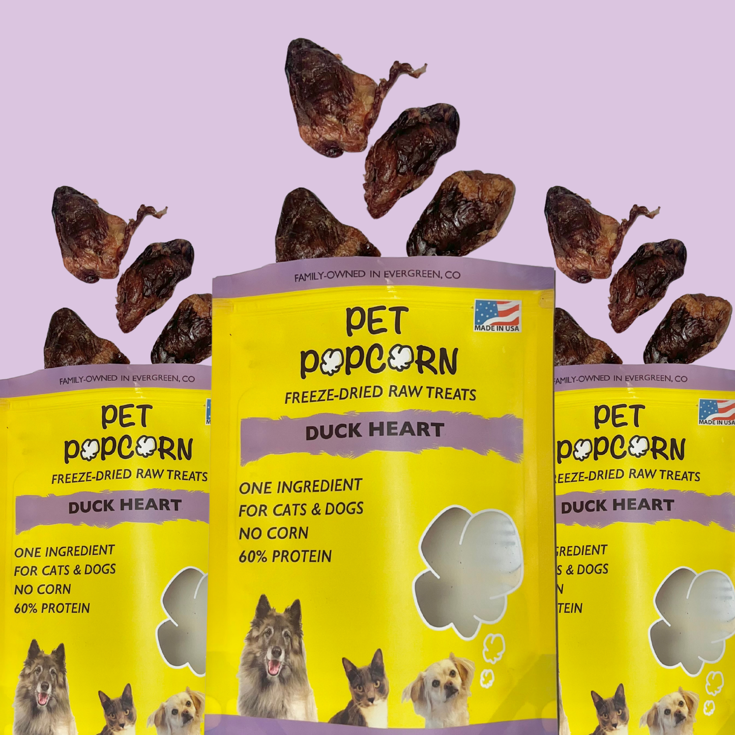 Pet Popcorn Duck Heart Treats