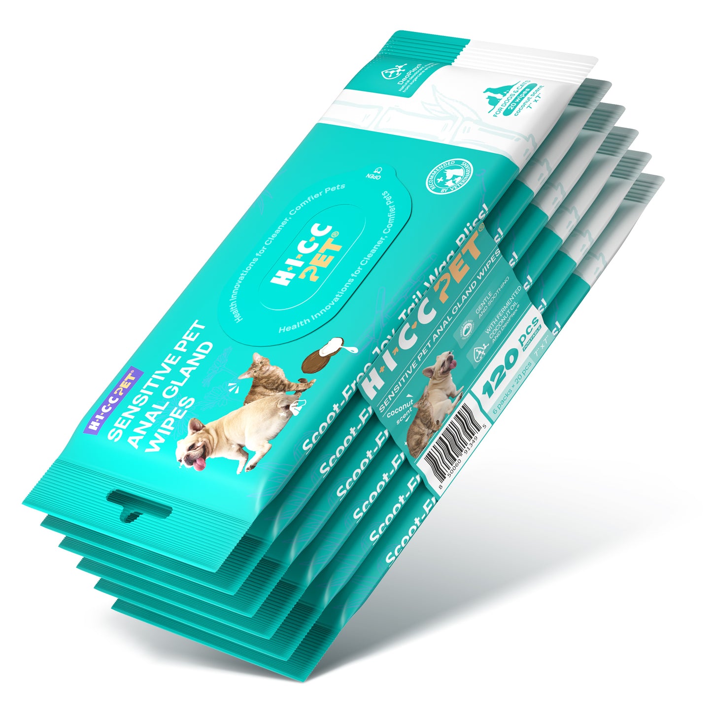 HICC Pet Sensitive Anal Gland Wipes Portables 20pcs - 6pk
