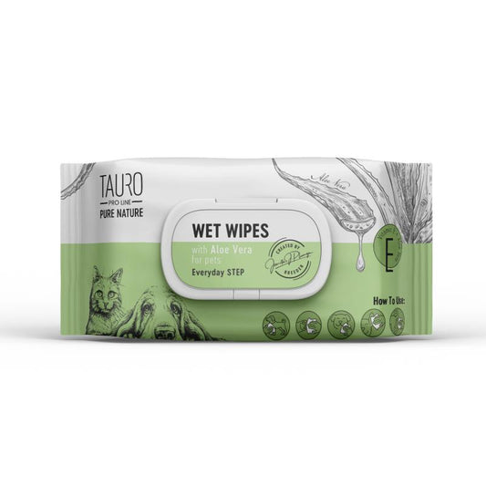 Tauro Pro Line Pure Nature Aloe Vera Wet Wipes, 40 ct