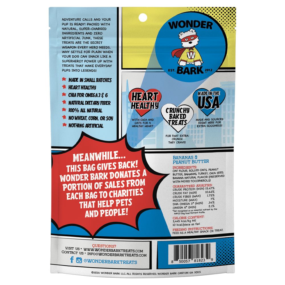 Wonder Bark Everyday Heroes - Bananas and Peanut Butter All Natural Dog Treats