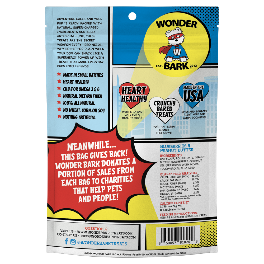 Wonder Bark Everyday Heroes - Blueberries and Peanut Butter All Natural Dog Treats