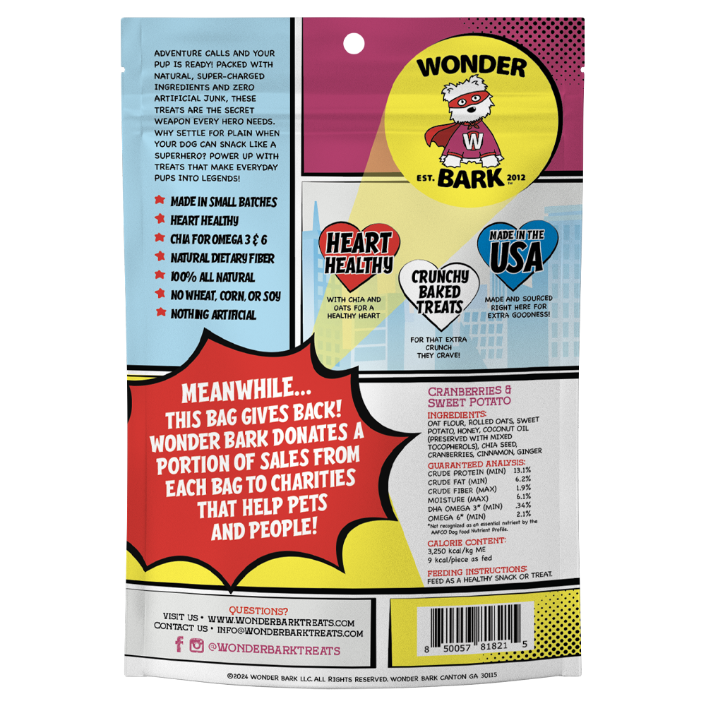 Wonder Bark Heros - Cranberries and Sweet Potato All Natural Dog Treats