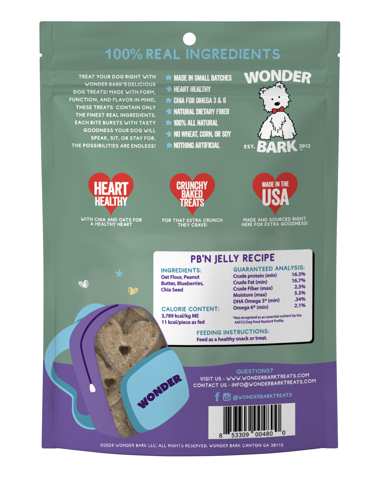 Wonder Bark Everydays - PB'N Jelly Biscuits All Natural Dog Treats