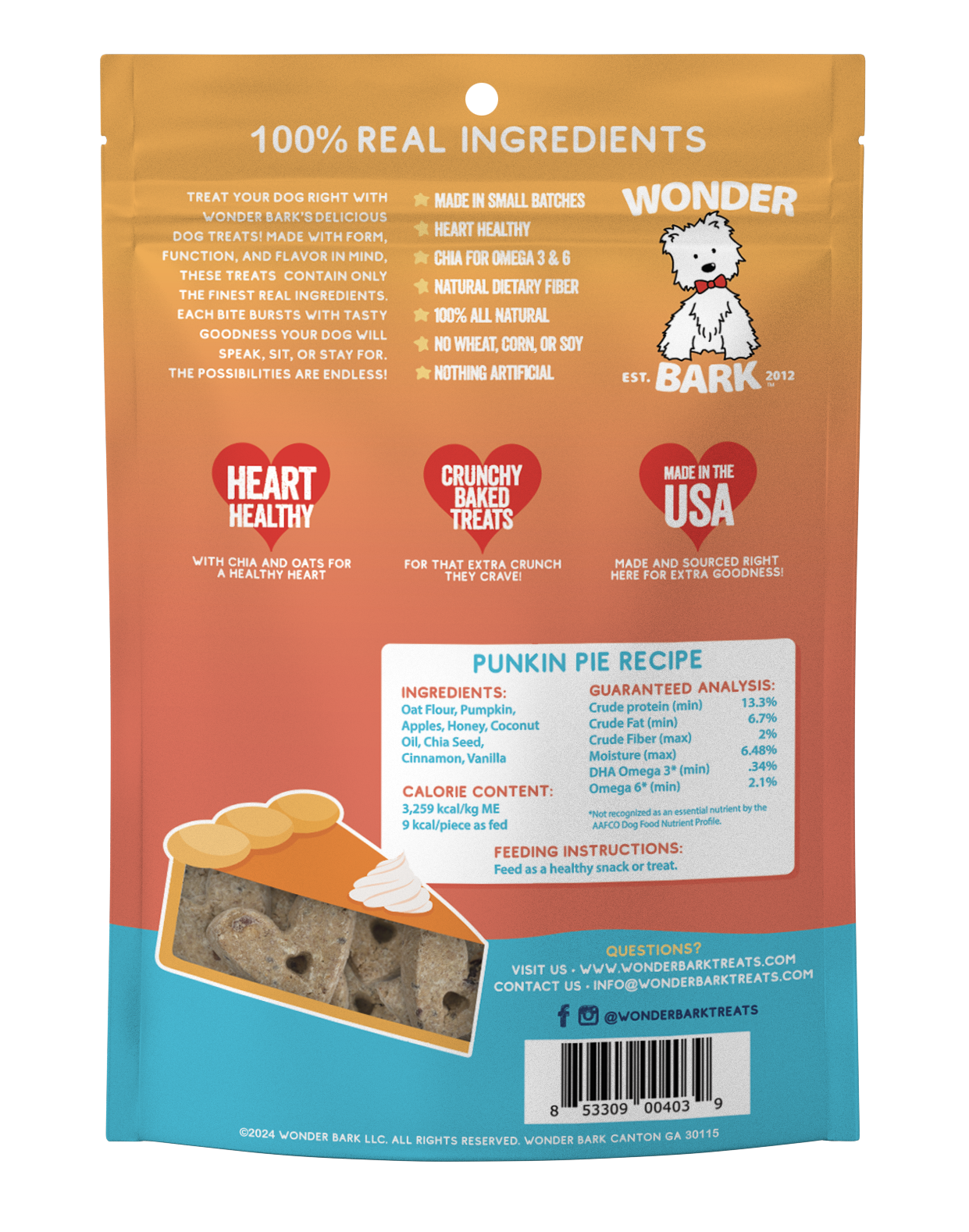 Wonder Bark Everydays - Punkin Pie All Natural Dog Treats