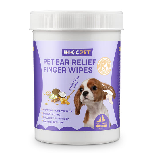 HICC Pet Relief Ear Finger Wipes 50pcs - Manuka Honey